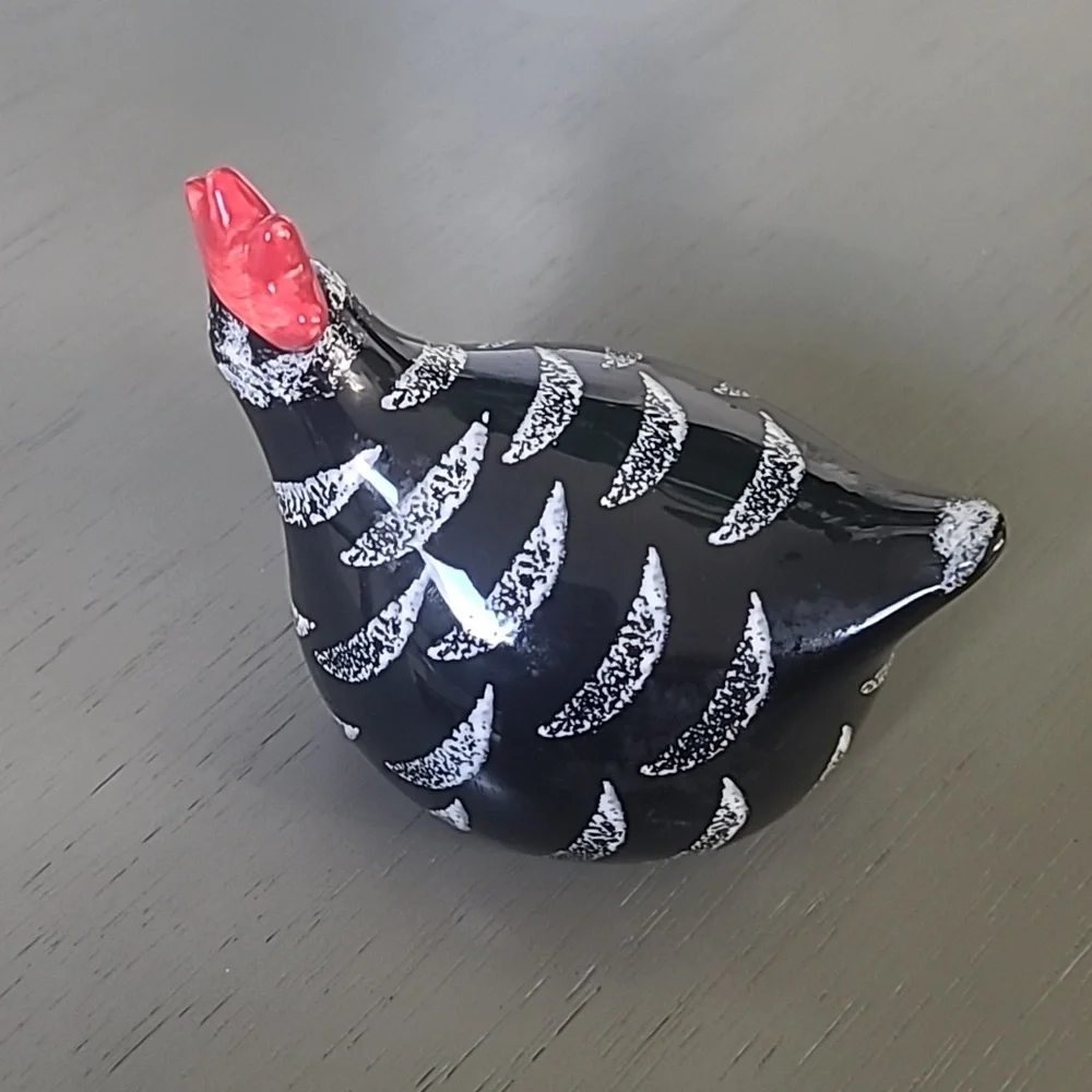 Home Essentials Black and Red Ceramic Hen